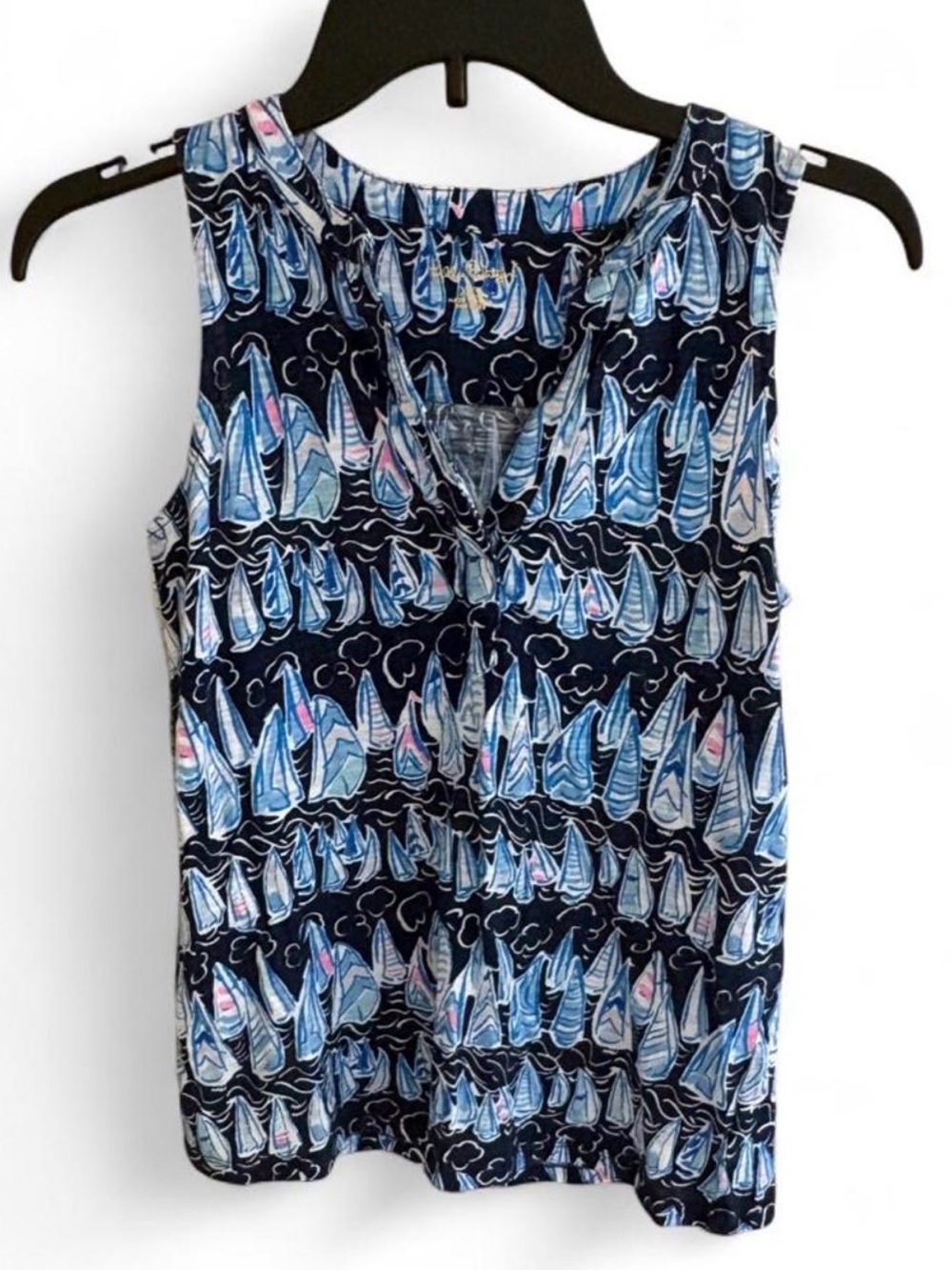 Lilly Pulitzer Navy Multicolor Sailboat Tank